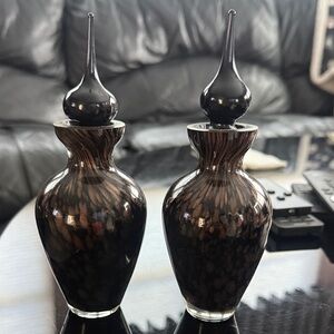 Elegant Black and Brown Glass Vases